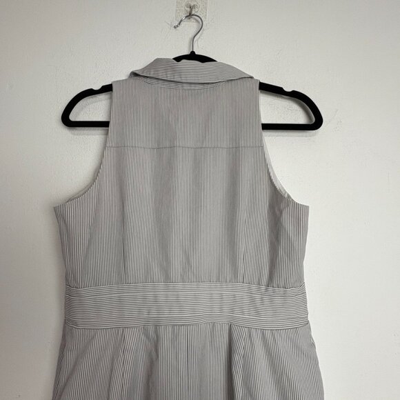 Ann Taylor Women's Gray Pinstripe Sleeveless Shirt Dress Size 6 Business Casual - Picture 5 of 14